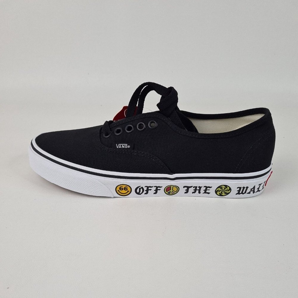 Vans Authentic Side Wall Black Casual Sneaker Canva Men Shoes Size 8